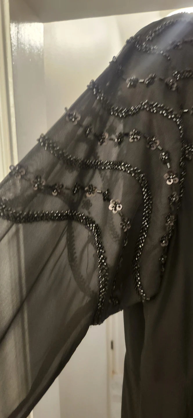 Black Beaded Long-Sleeve Dress XL - photo 3