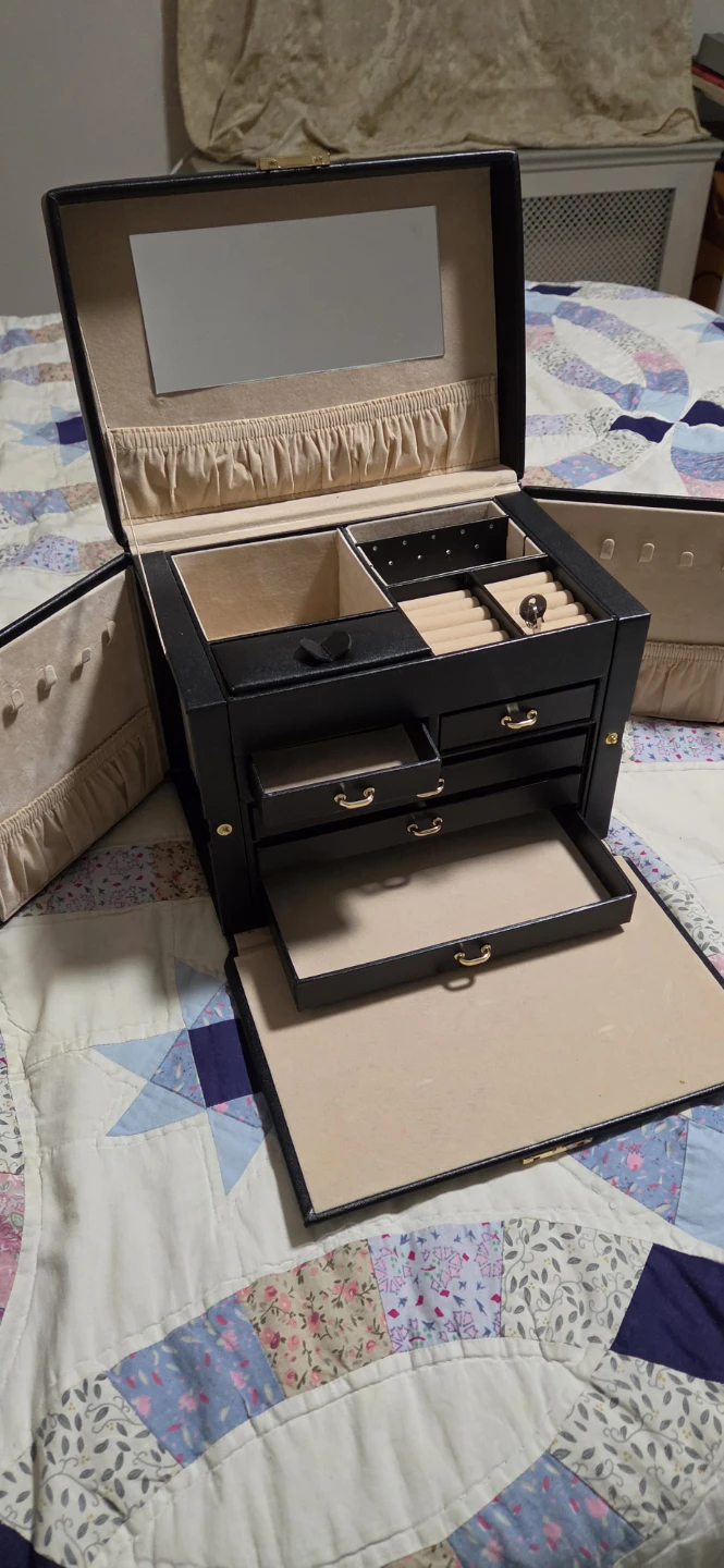 Black Jewelry Box with Mirror and Drawers - photo 4