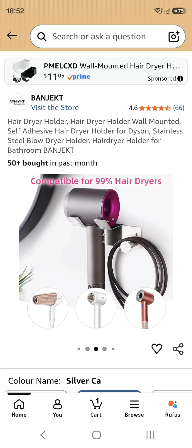 Hair dryer wall hanging kit
