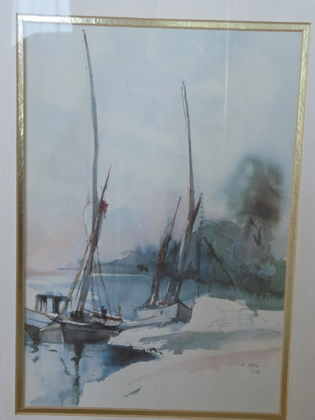 Pair of Framed Maritime Coastal Art Prints – Vintage Boat Decor - photo 4