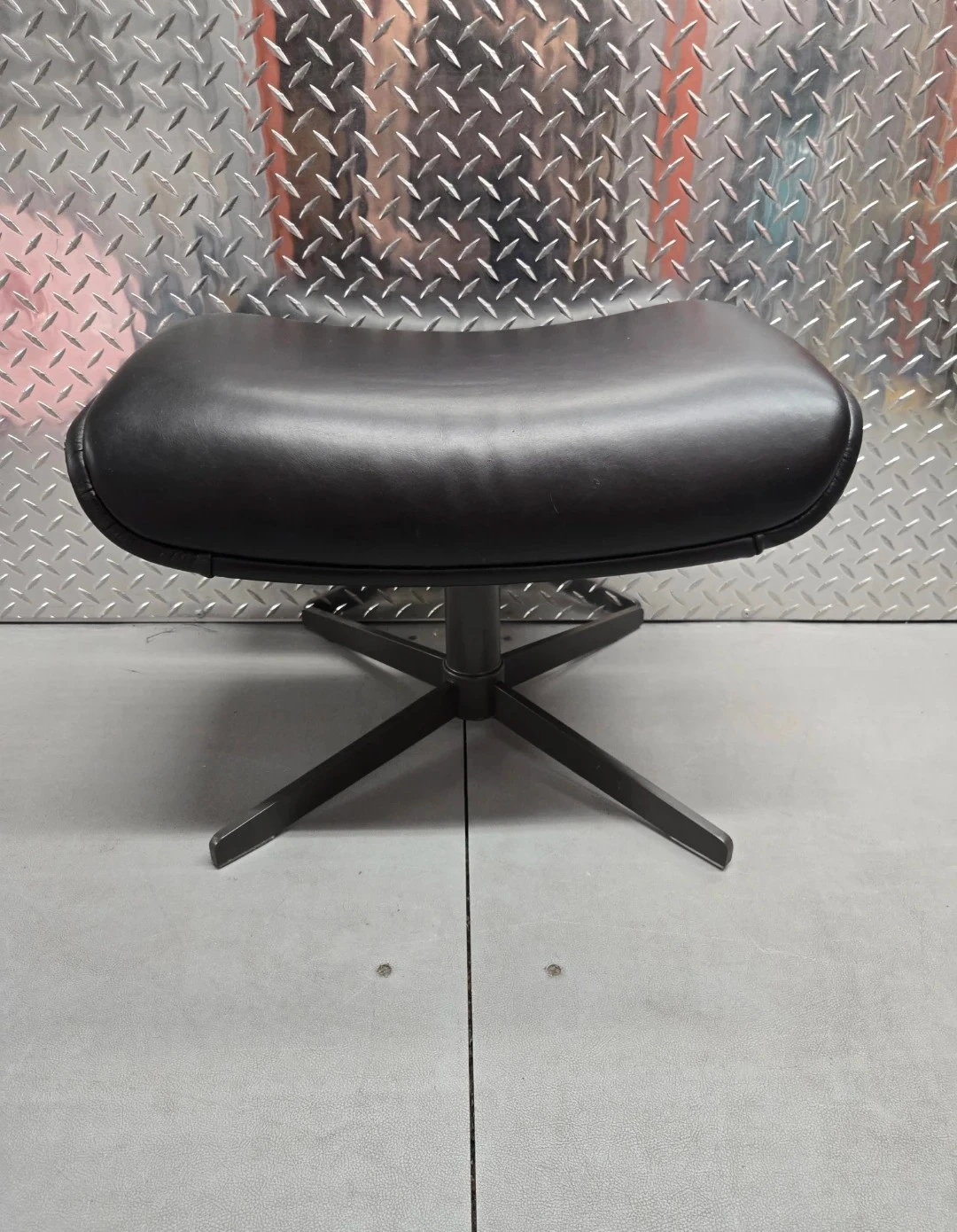 Article Brand Otio Mid Century Black Leather Ottoman Stool