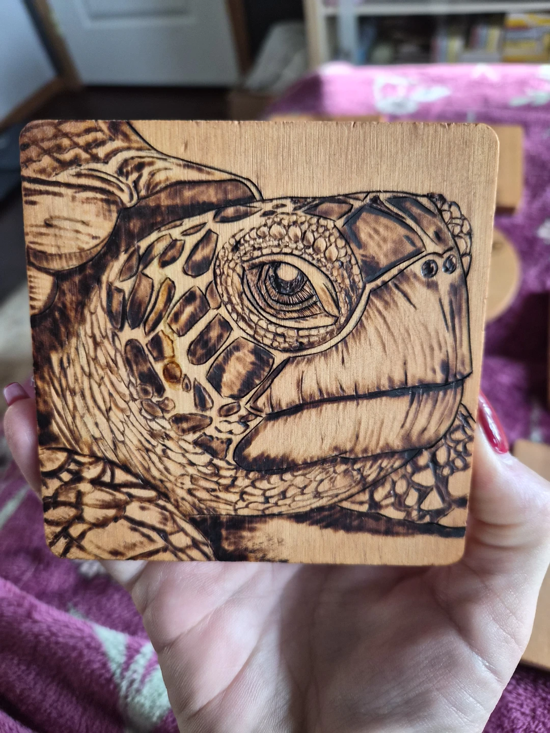 Set of 4 Wood Burned Coasters - photo 2