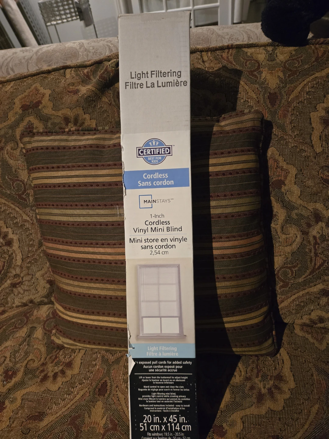 Mainstays 20 in. x 45 in. Cordless Vinyl Mini Blind