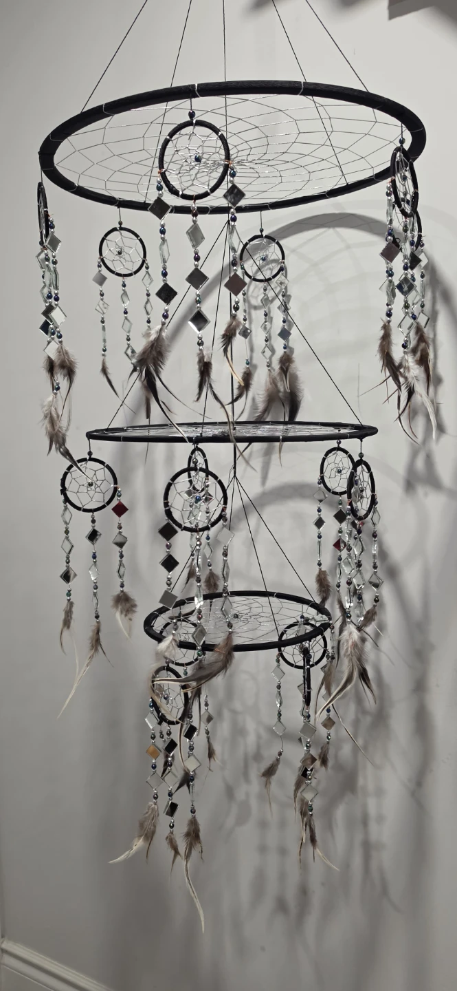 Three-Tier Black Dreamcatcher Wall Hanging - photo 2