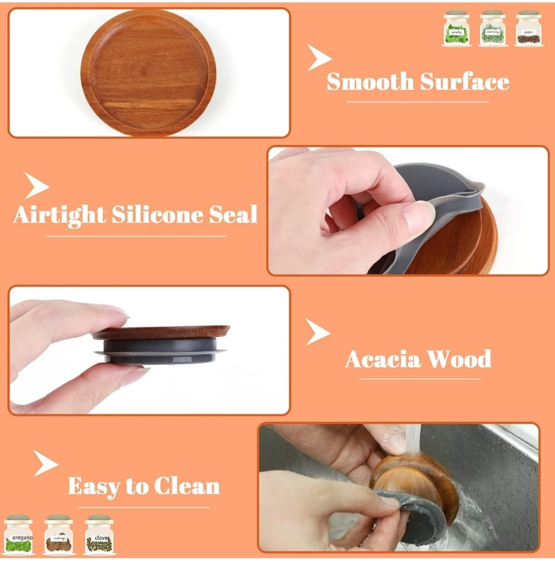 10-Pack Acacia Wood Mason Jar Lids...New - photo 4