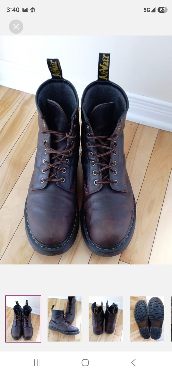 Dr. Martens Brown Leather Boots Size 10 US Men