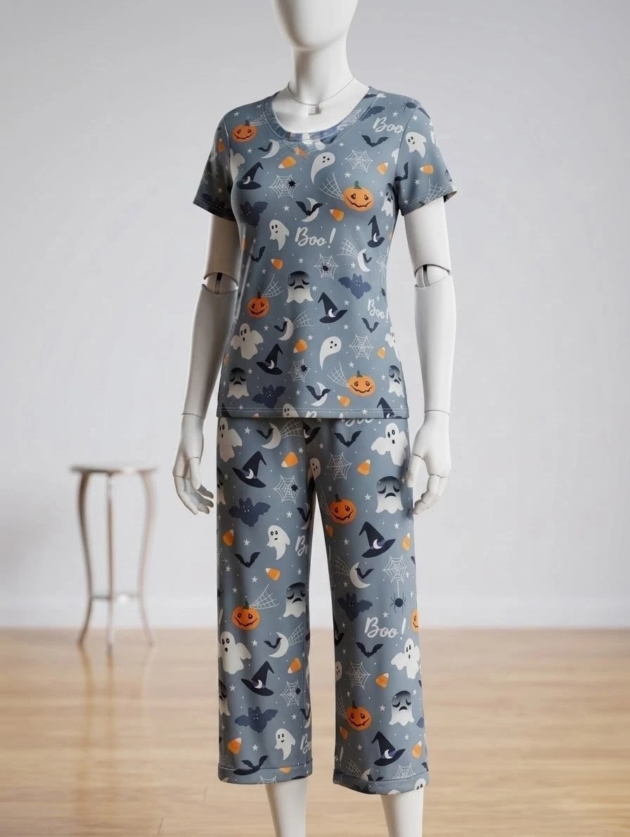Women's Halloween Print Pajama Set