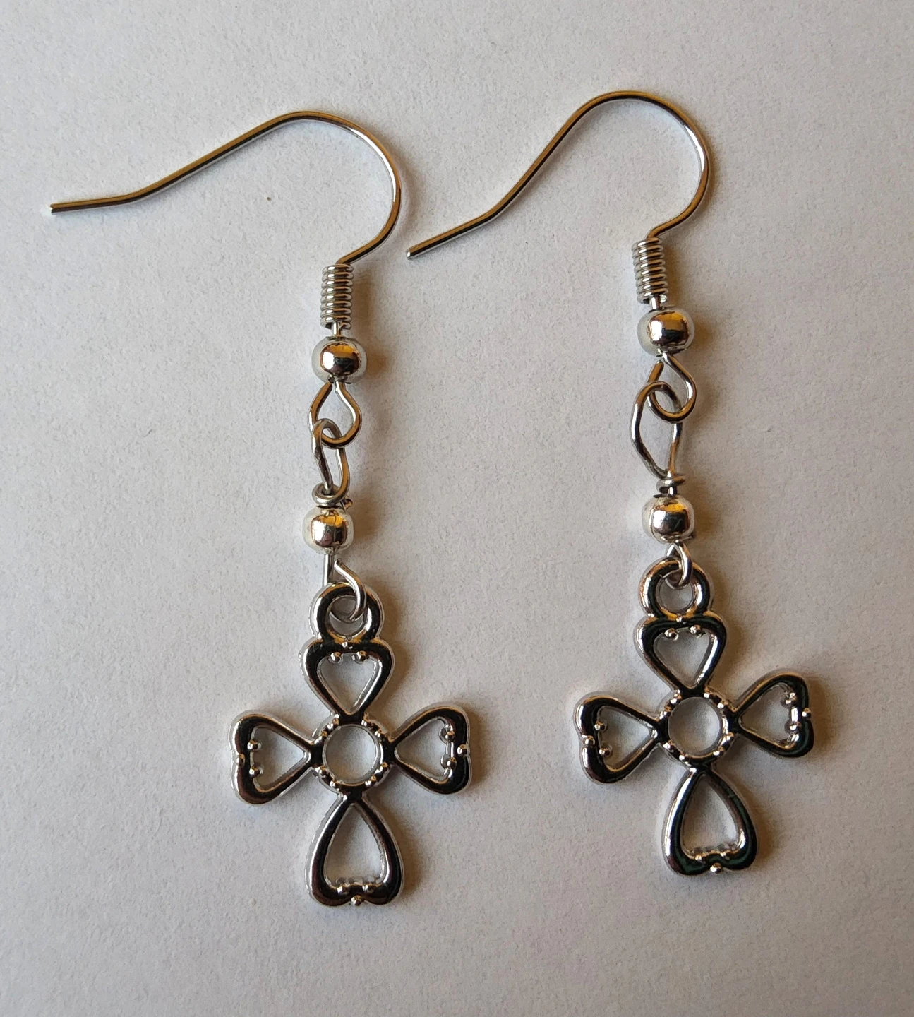 Handmade,  hypo-allergenic silver cross Dangle earrings