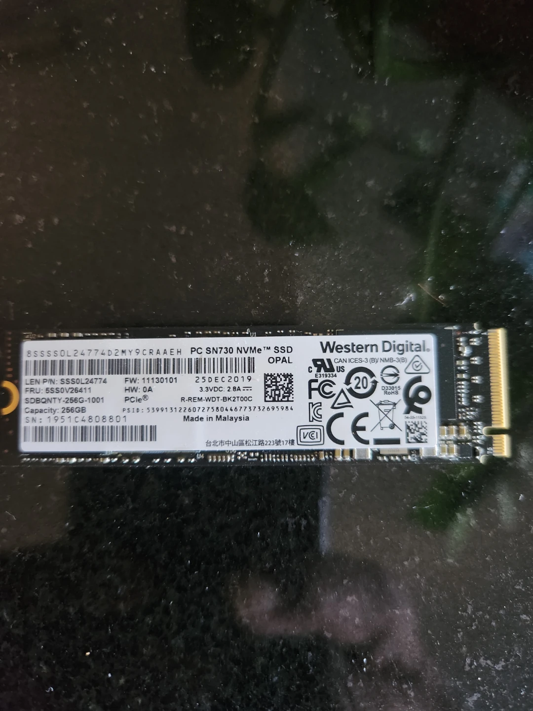 Western Digital PC SN730 256GB NVMe SSD