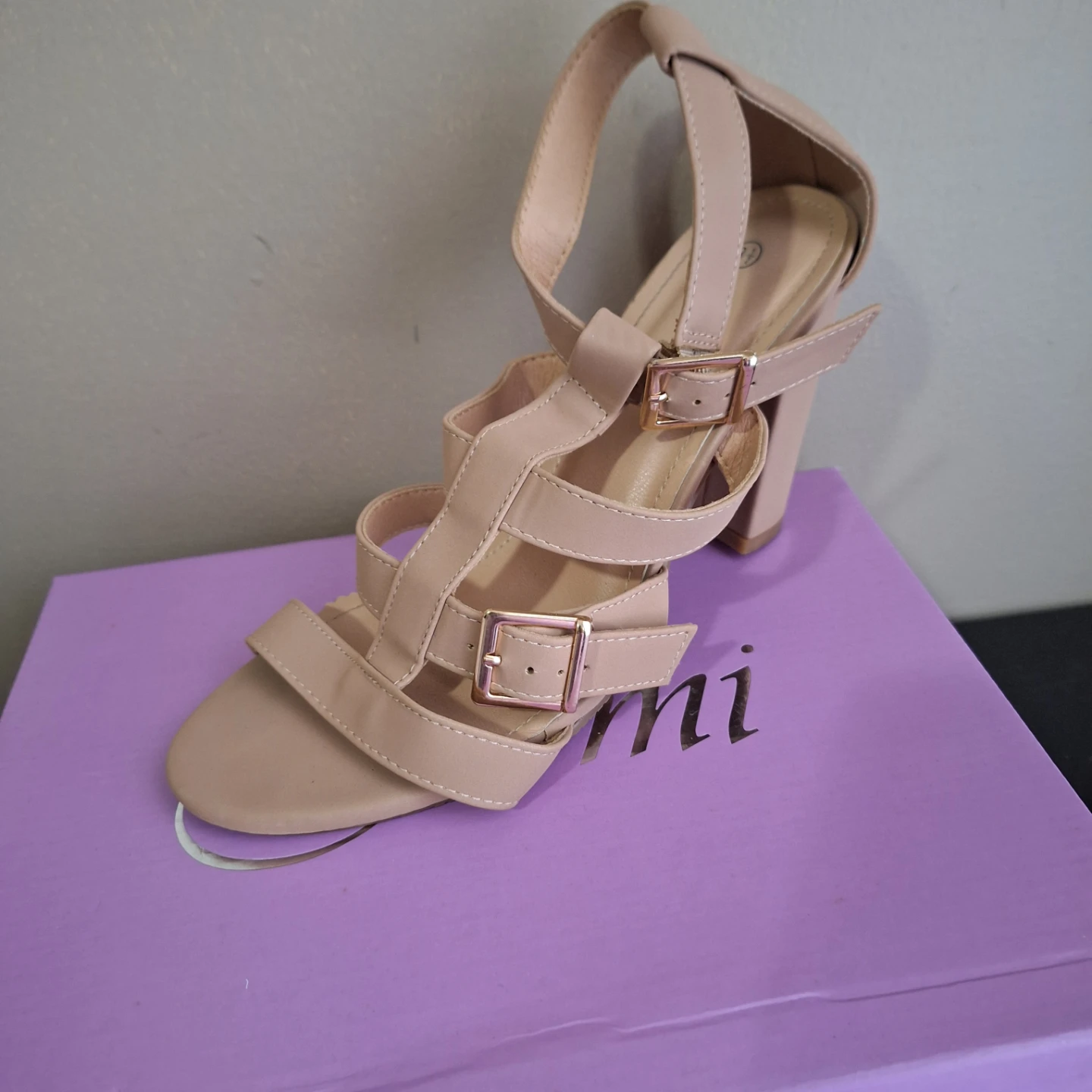 Femi Nude Strappy Block Heel Sandals - photo 3
