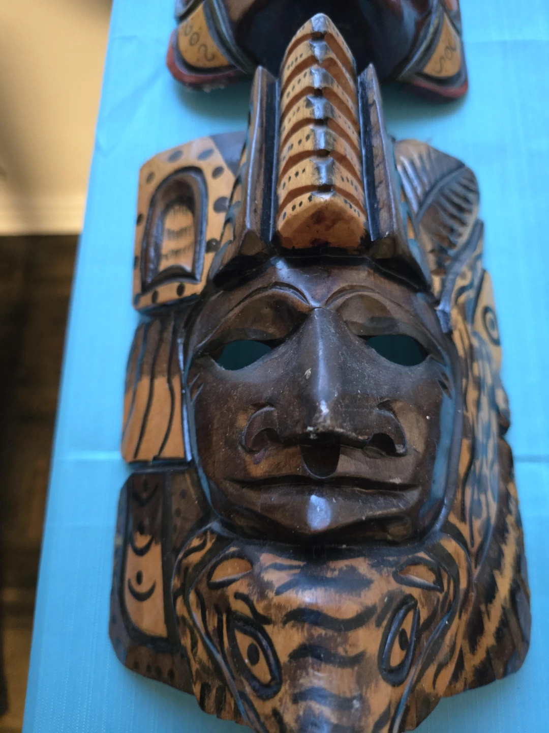 Collection of12 hand carved wood masks - photo 5