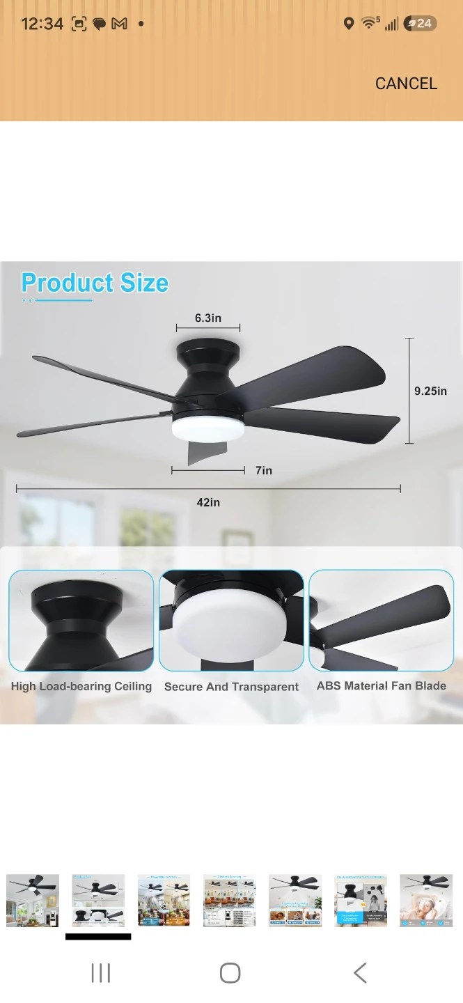 42-inch Low Profile Ceiling Fan with Light and Remote - photo 2