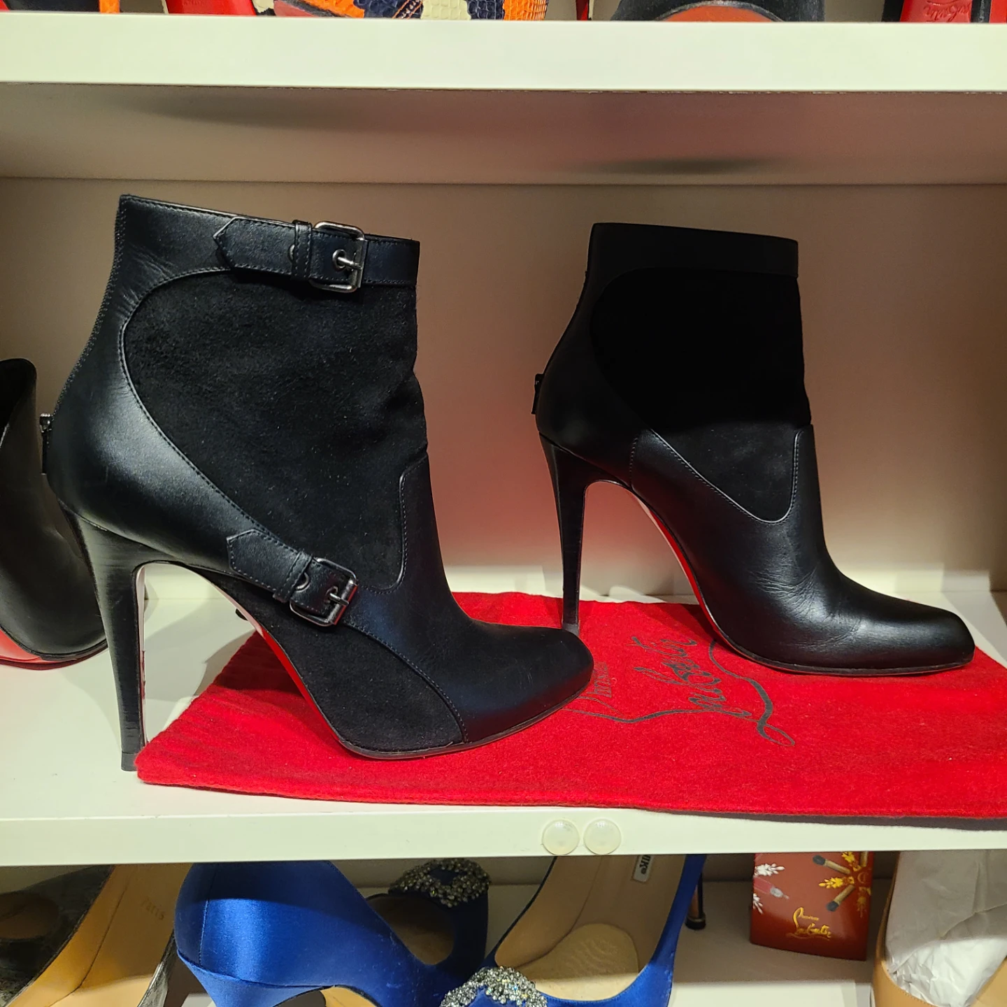 Christian Louboutin Black Suede and Leather Ankle Boots - photo 2