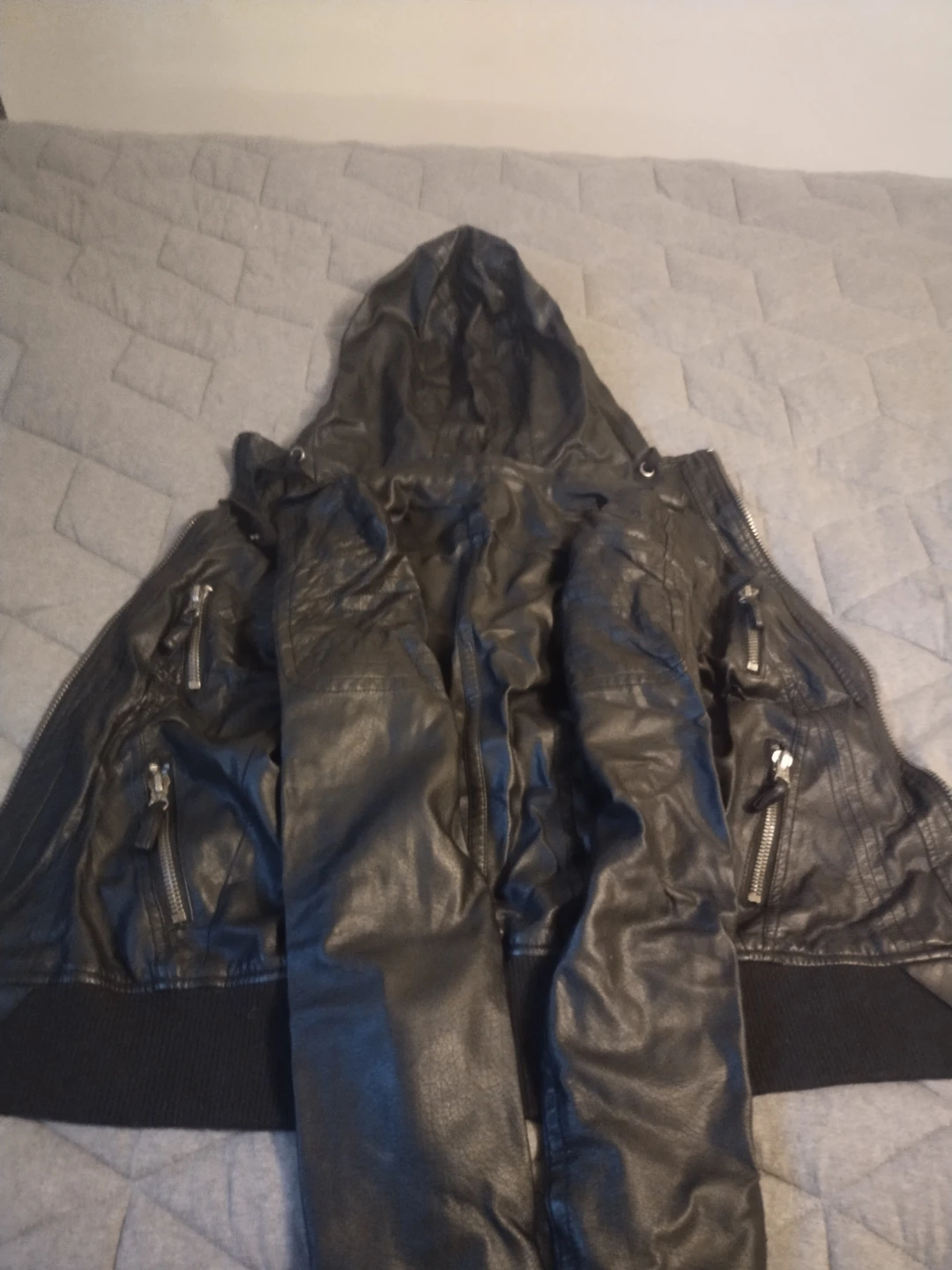 Garage Kylie Faux Leather Hooded Jacket Black (XS) - photo 4