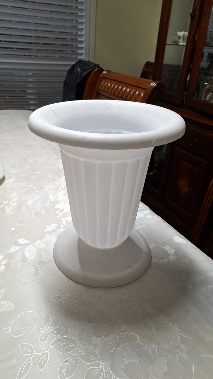 White Plastic Pedestal Planter