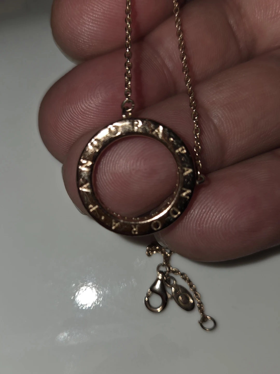 Pandora Logo Circle Collier Necklace w/ 14K Rose Gold Plating - photo 4