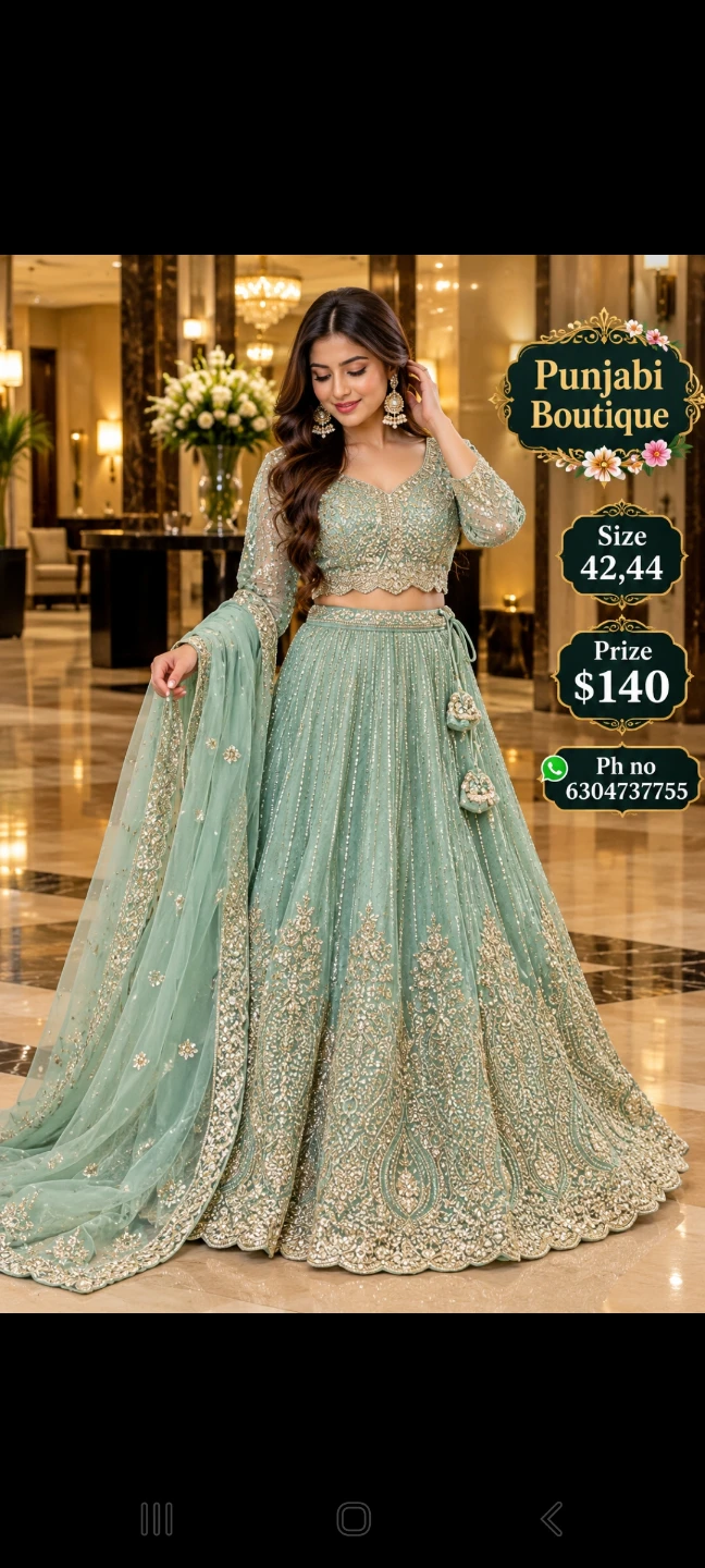 Punjabi Boutique Embroidered Lehenga Set