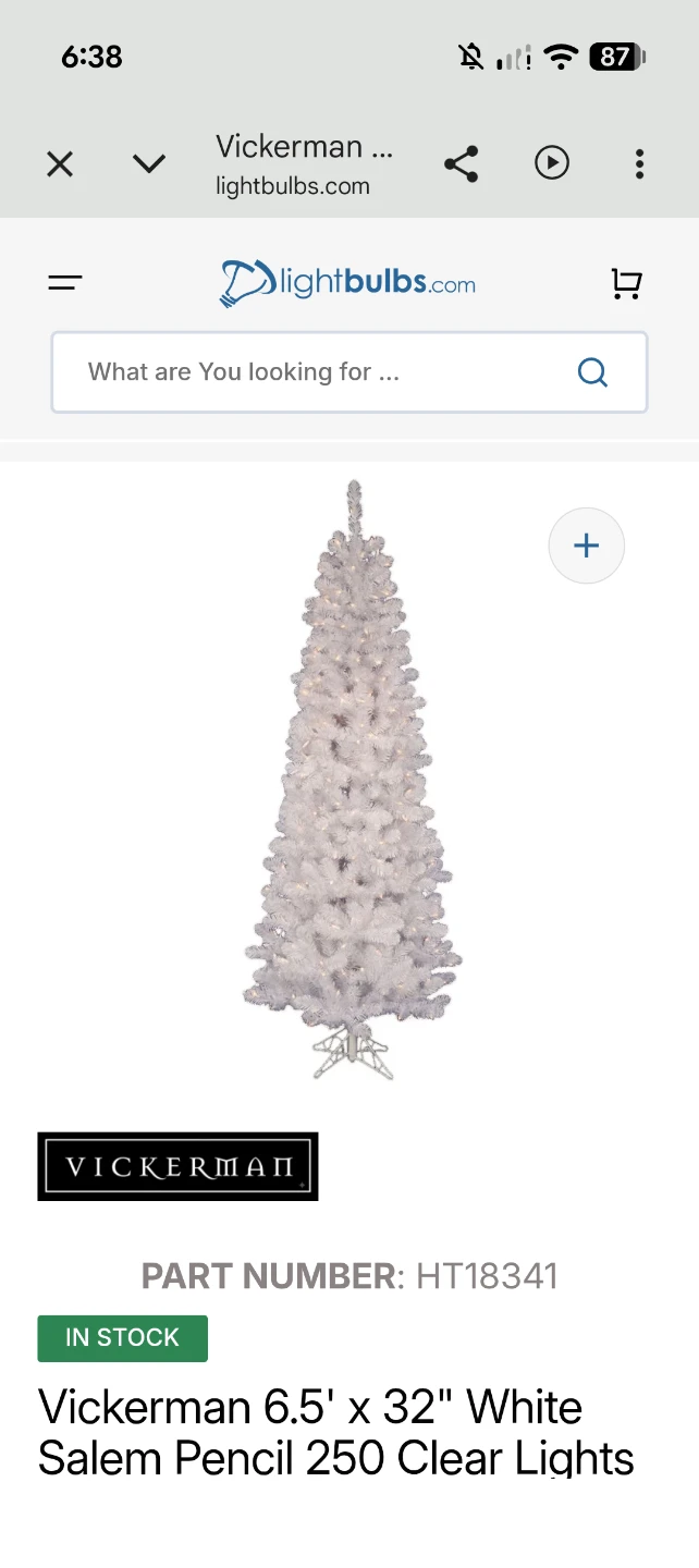 6.5ft White Salem Pencil Artificial Christmas Tree – Pre-Lit