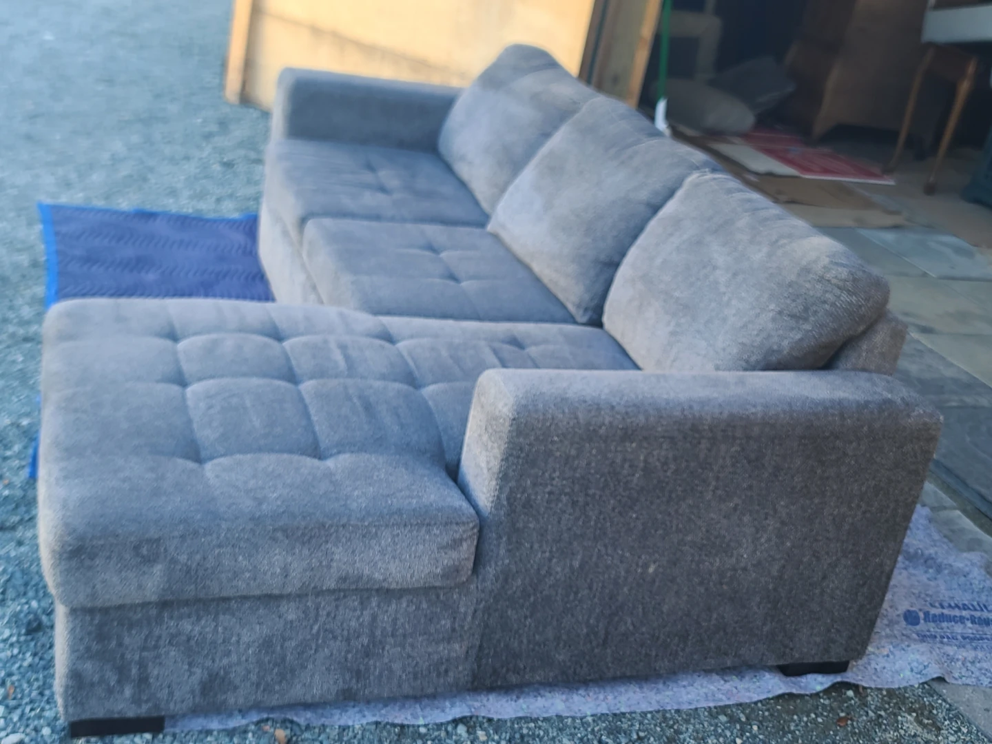 Grey Fabric Sectional Sofa Bed with Storage - photo 2