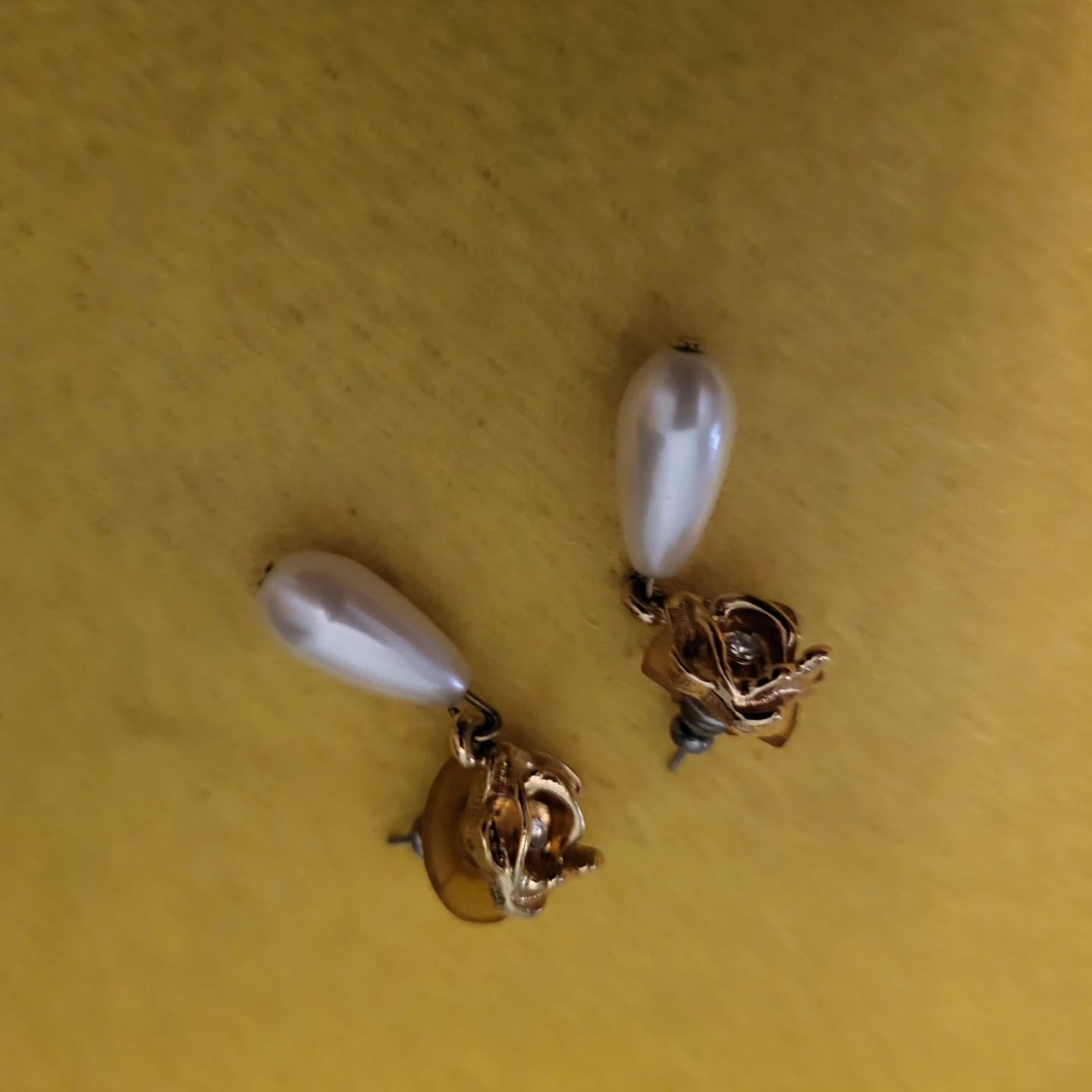 Rose and Pearl Drop Earrings