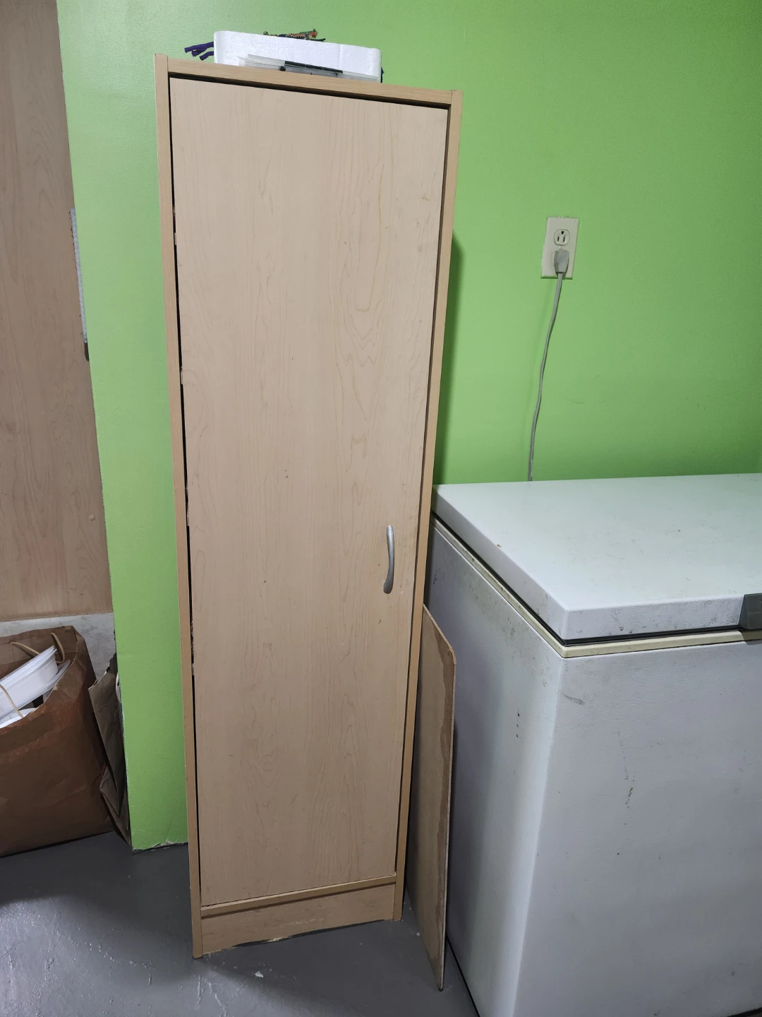Single-Door Tall Pantry / Utility Storage Cabinet (Light Oak)