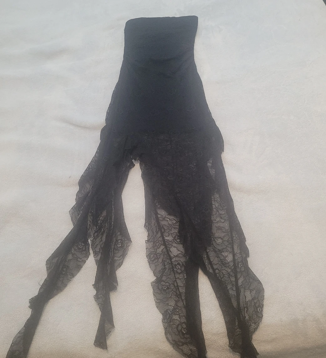 Black Lace Overlay Tube Dress