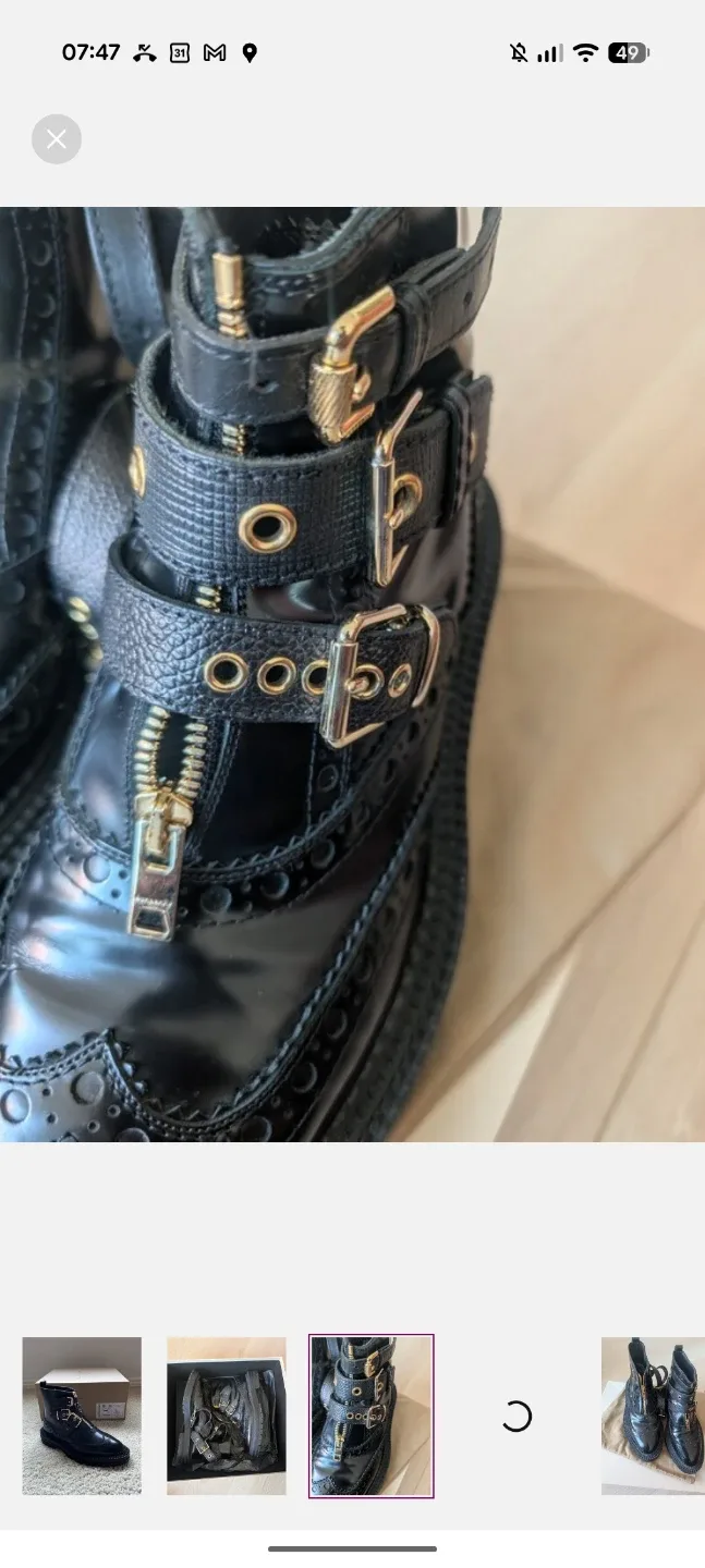 Burberry Black Leather Buckle & Zip Brogue Boot - 40 - photo 3