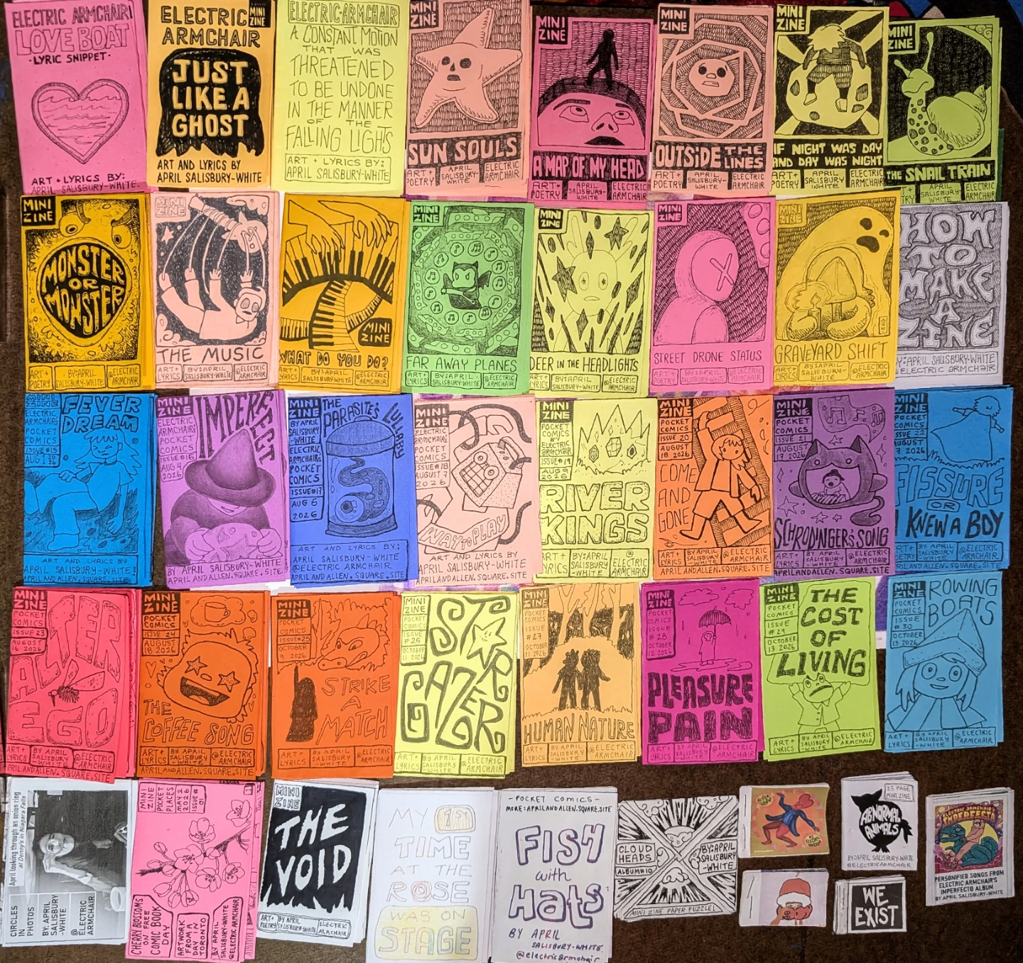 Zines ($2 each) with original art & lyrics