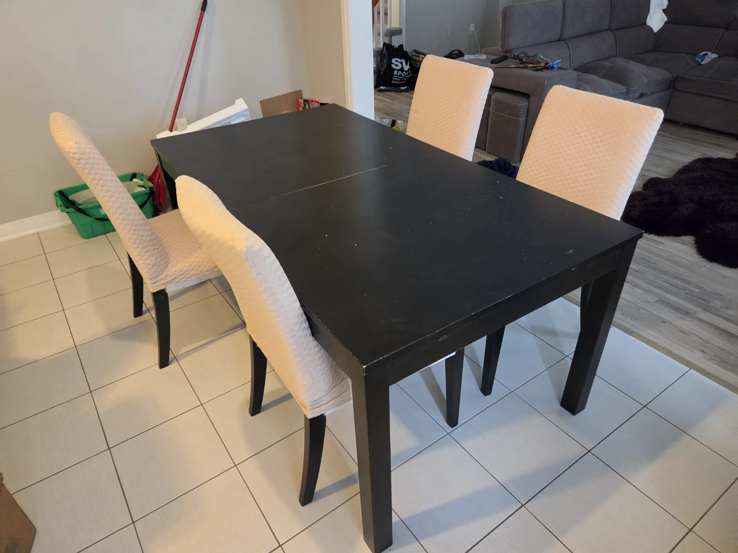 Black Dining Table with Four Chairs