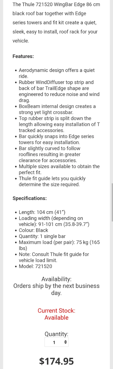 Thule 721520 WingBar Edge 104 cm - photo 5
