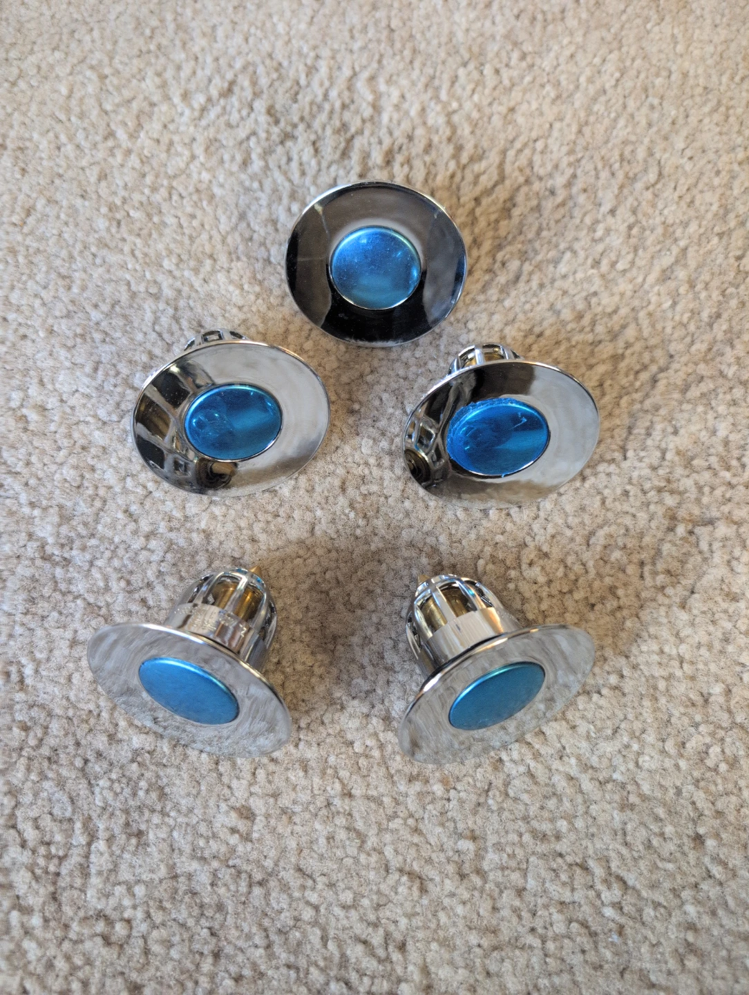 Set of 5 Chrome Pop-Up Sink Stoppers