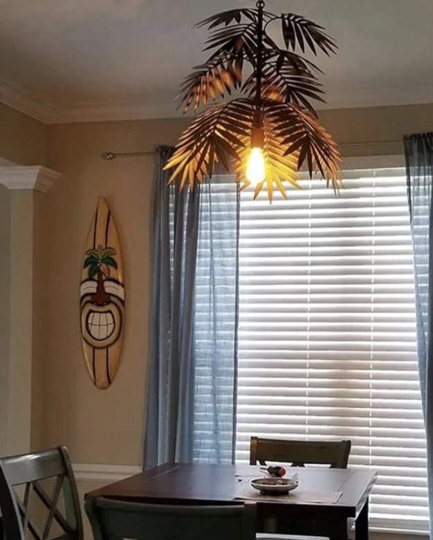 Retro palm tree hanging lamp
