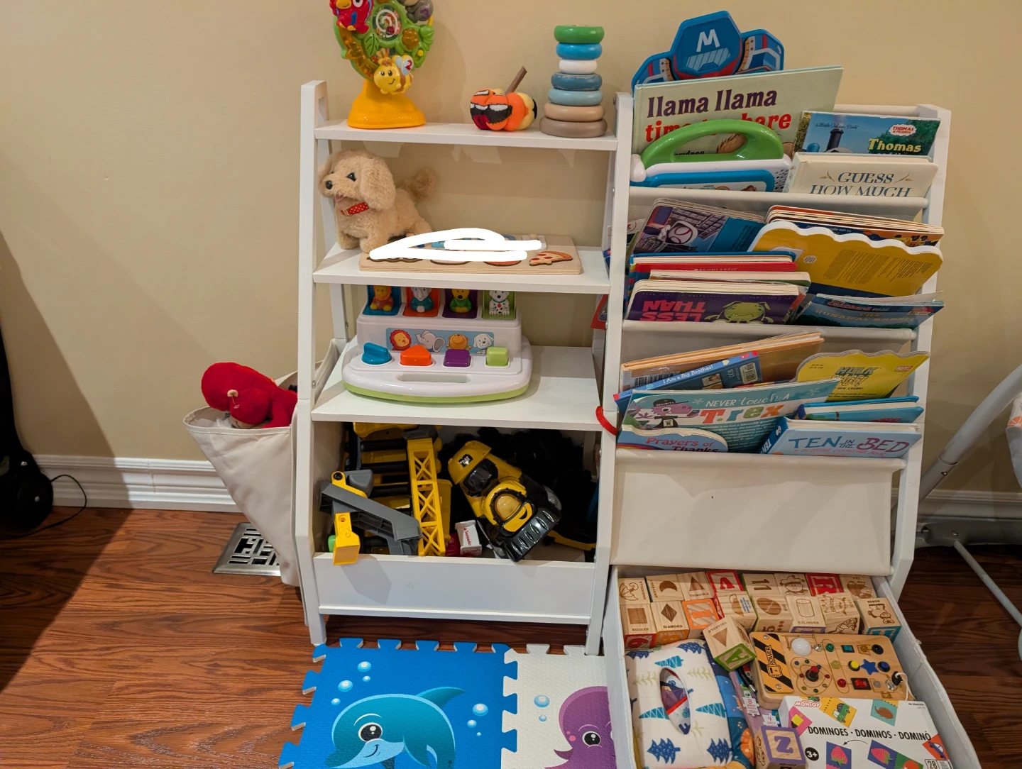 White Children's Toy and Book Organizer Storage Unit