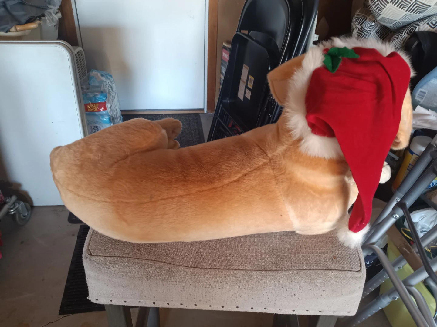 Large Plush Yellow Labrador Dog with Santa Hat - photo 2
