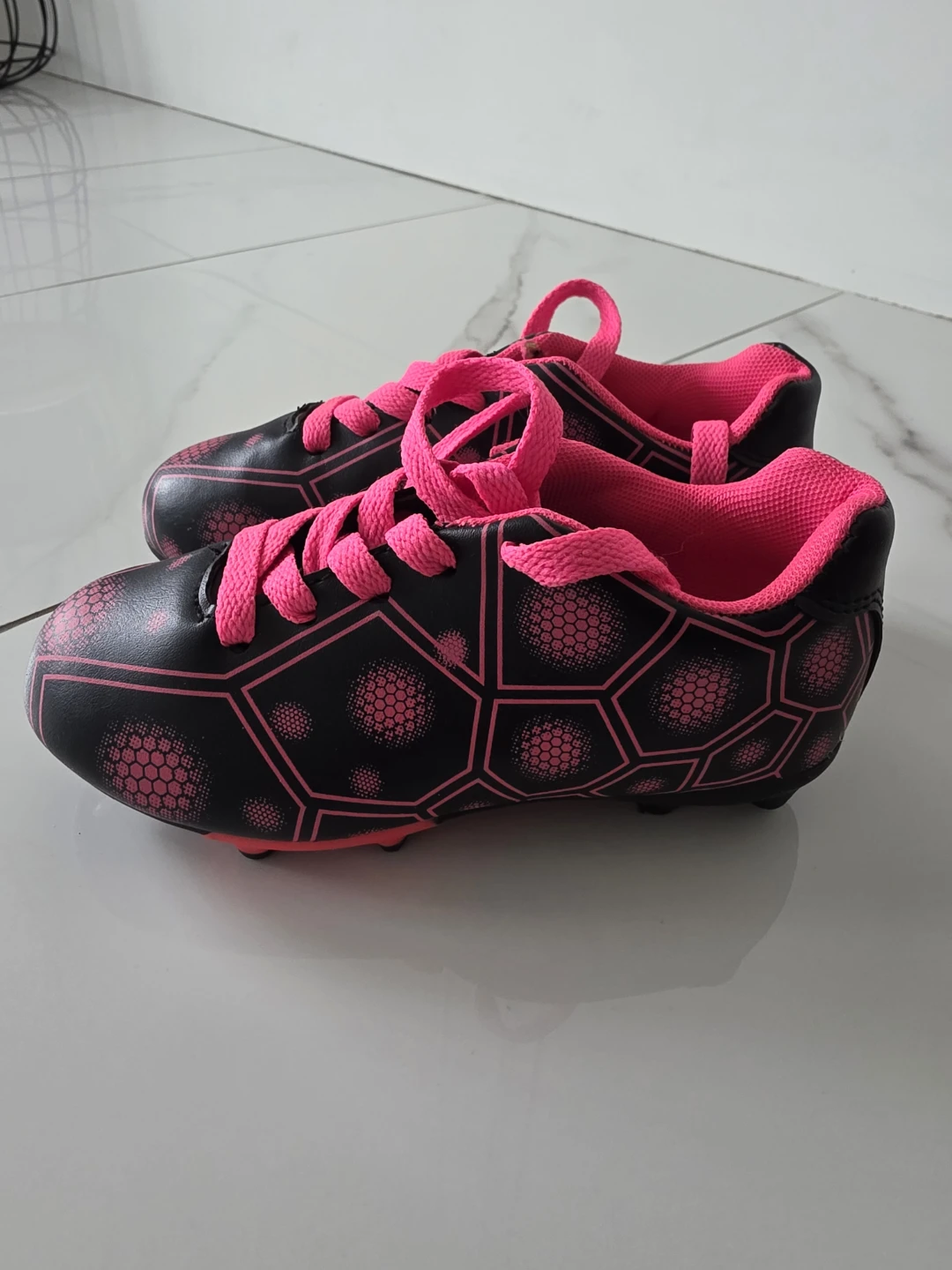 Black and Pink Soccer Cleats