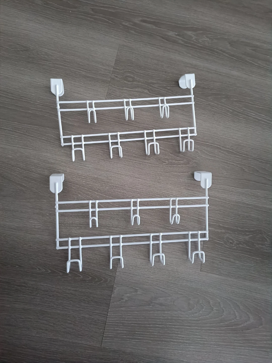 Two Over-the-Door White Metal Organizers