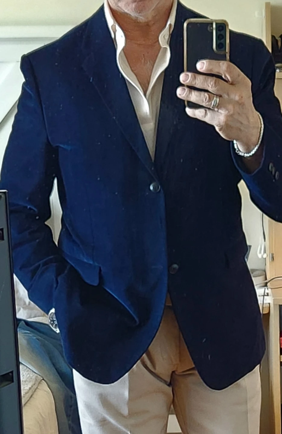 Mens "THEORY" Navy Blue Corduroy Blazer - photo 2