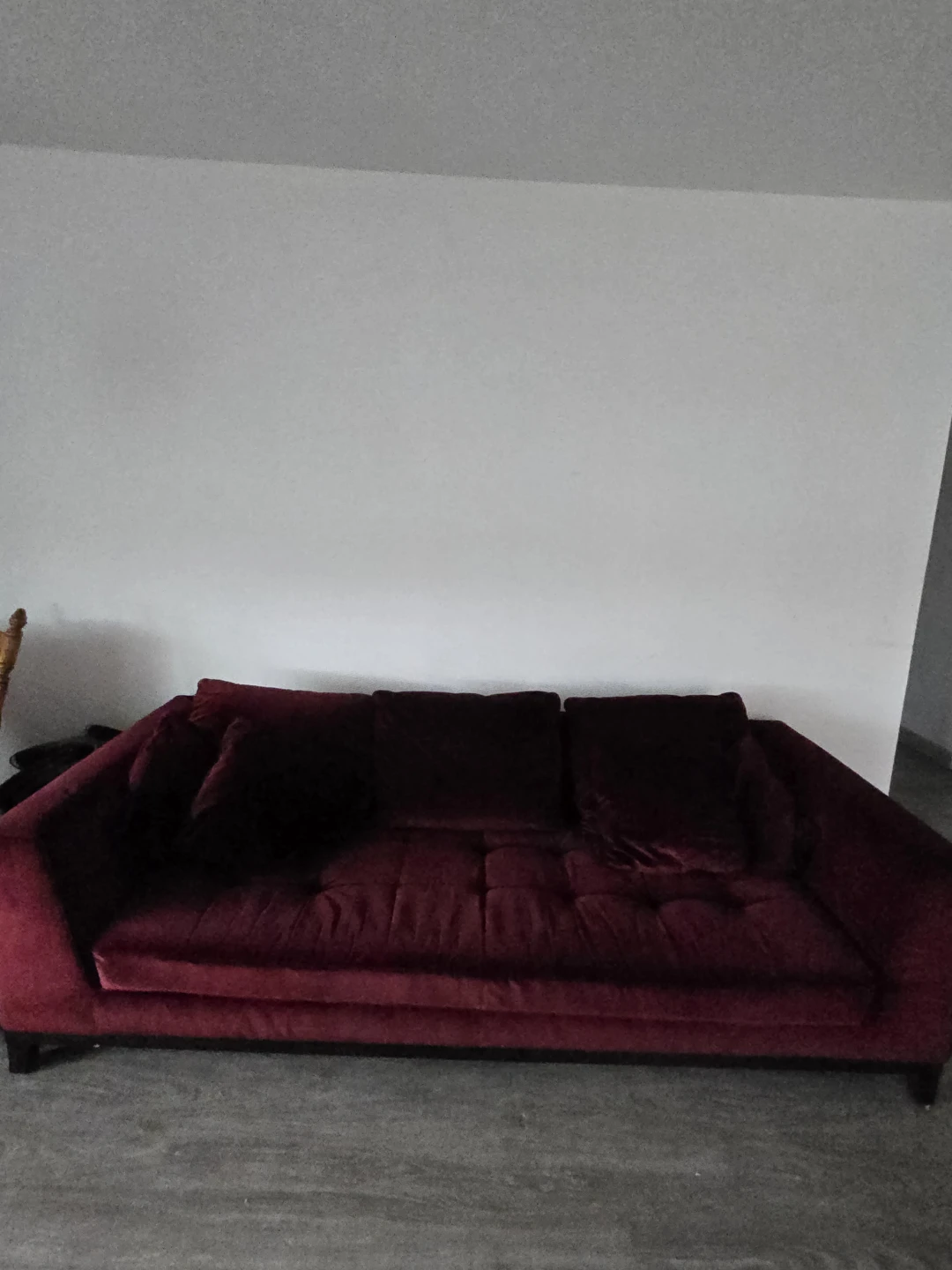 Burgundy Velvet Tufted Sofa - photo 3