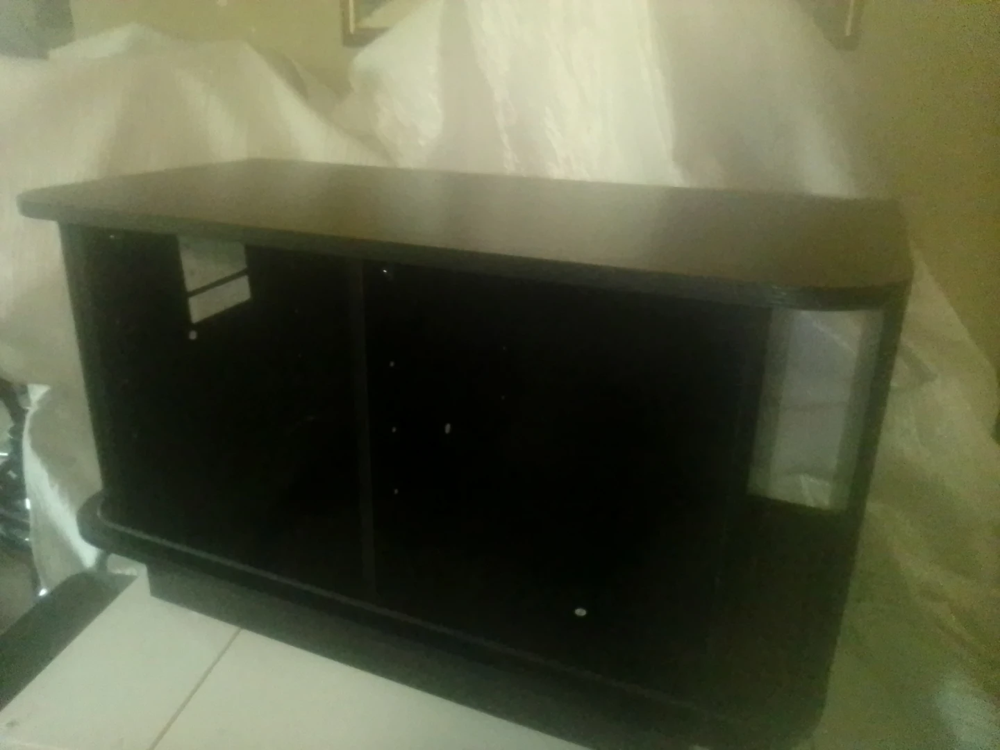 Black Wooden Media Console Shelf - photo 2