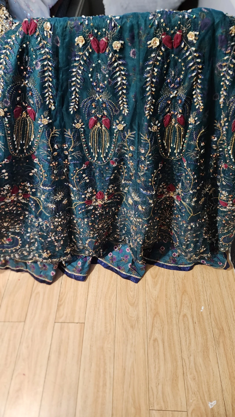 Teal and Magenta Embroidered Lehenga Set - photo 5