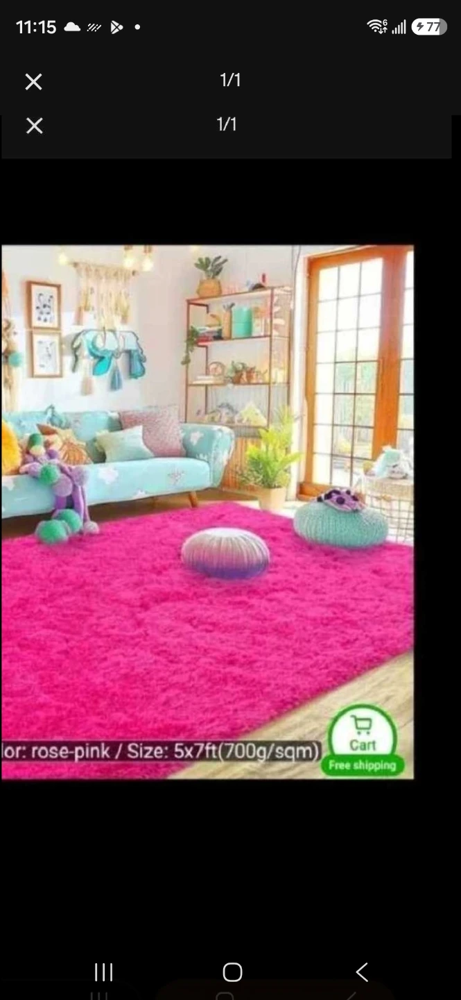 Pink fluffy rug