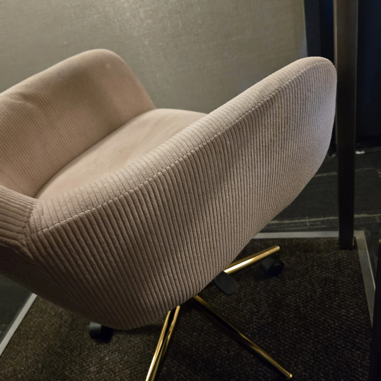 Pink Corduroy Rolling Desk Chair - photo 2