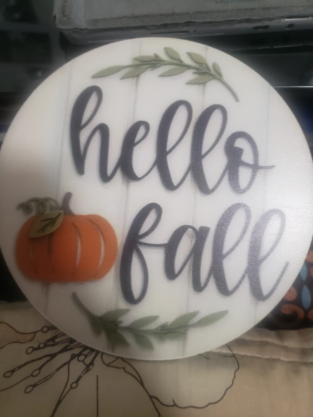 Hello Fall Round Decorative Sign
