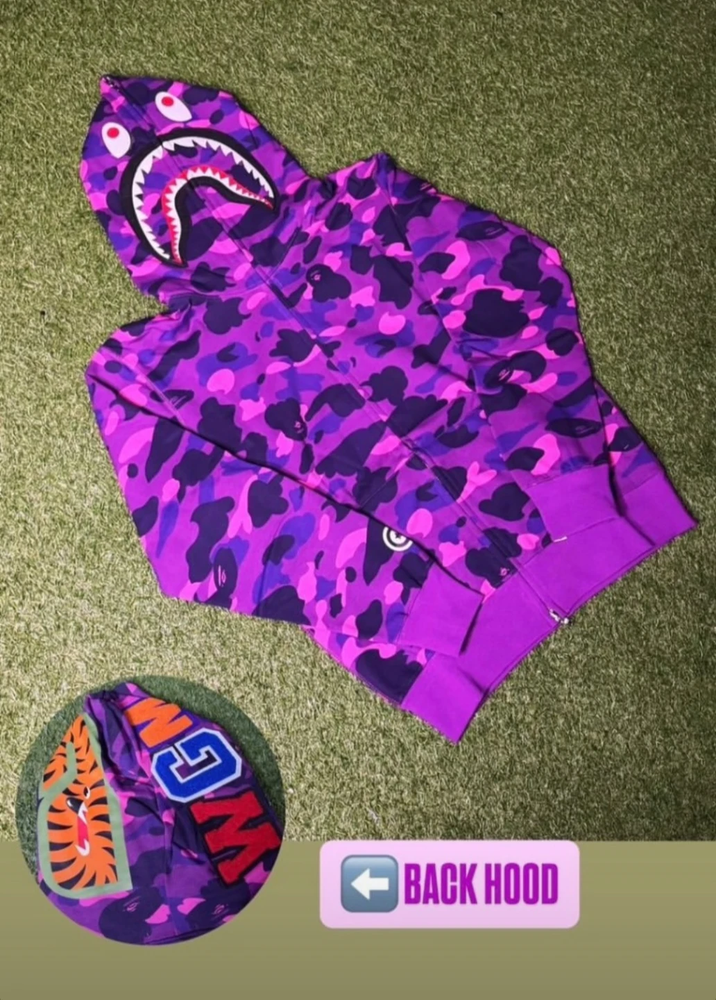 BAPE Purple Camo Shark Full Zip Hoodie