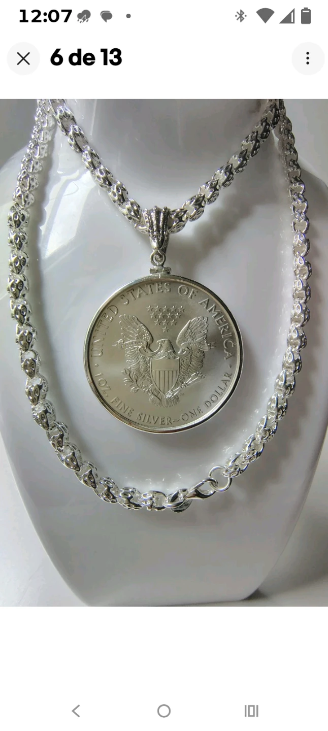 American Eagle 1 oz Silver Coin Pendant Necklace - photo 3