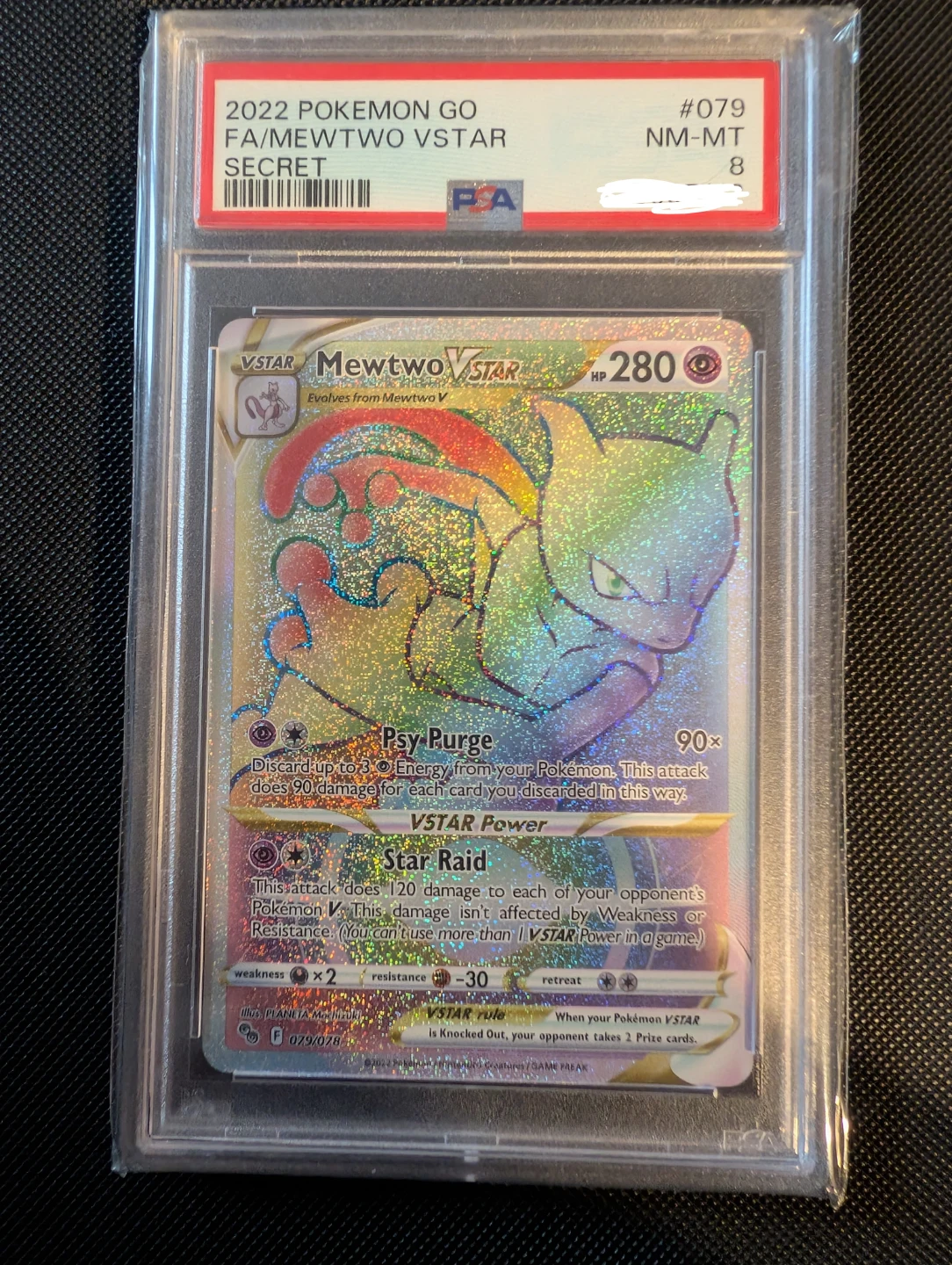 Mewtwo VSTAR Secret Rare 79/78 Pokemon GO PSA 8 - Pokemon