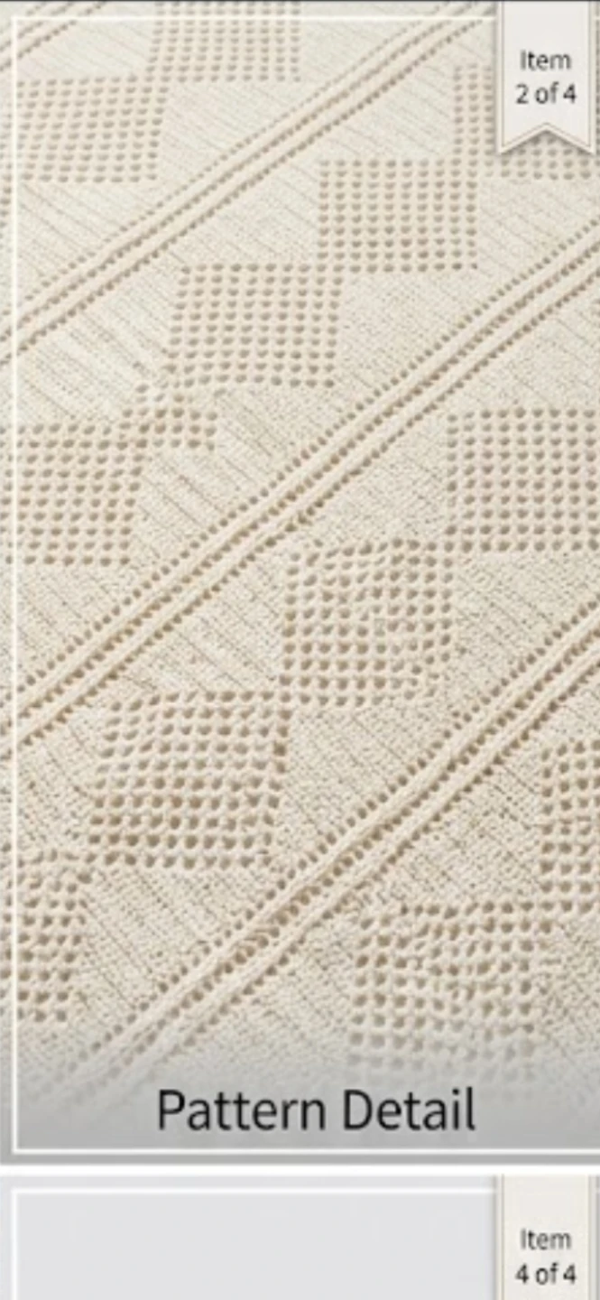Cream Diamond Pattern Knit Throw Blanket or crochet - photo 3