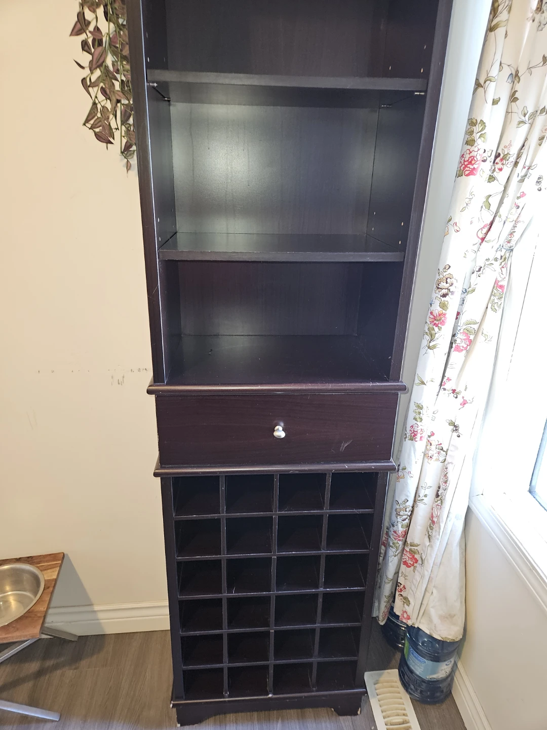 Dark Brown Wine Rack and Storage Tower