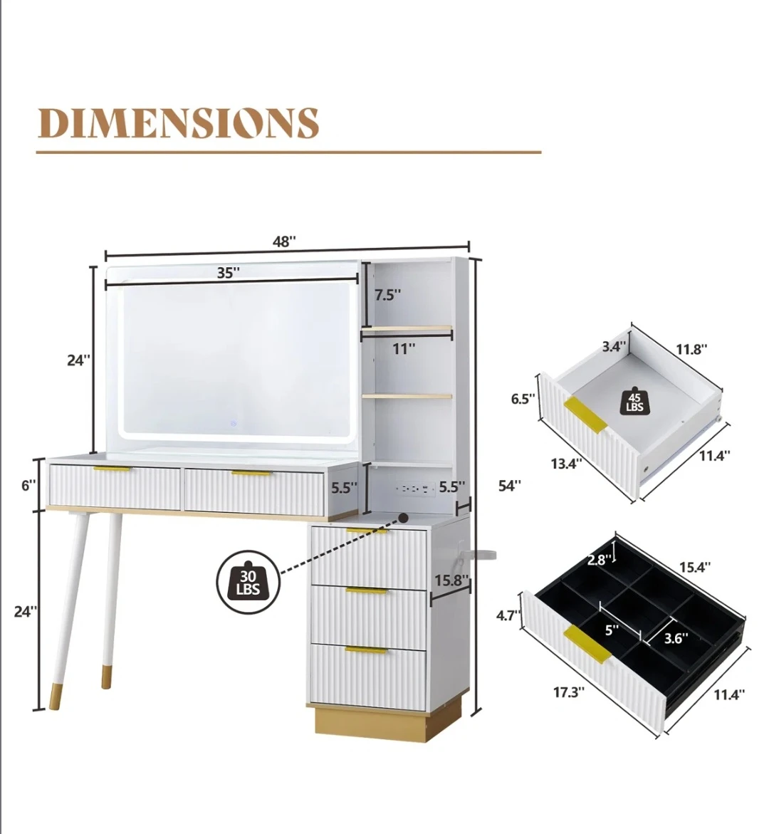 Vanity Desk with Lighted Mirror - photo 3