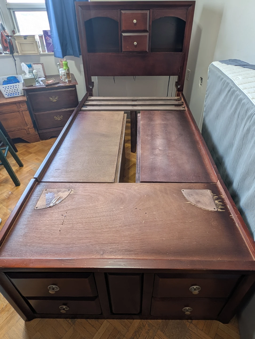 Single cherry wood storage bed - photo 2
